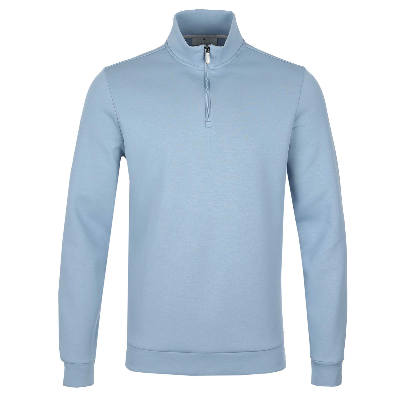 Thomas Maine Interlock 1/4 Zip Sweatshirt in Sky Blue
