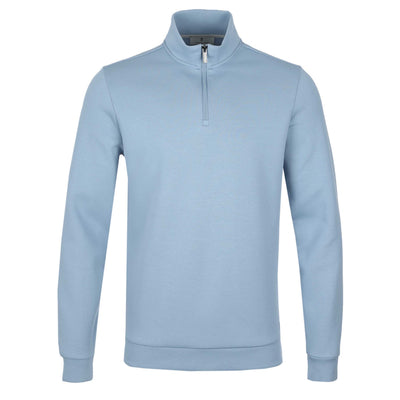 Thomas Maine Interlock 1/4 Zip Sweatshirt in Sky Blue