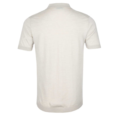 Thomas Maine Skipper Collar Knitted Polo in Cream Back