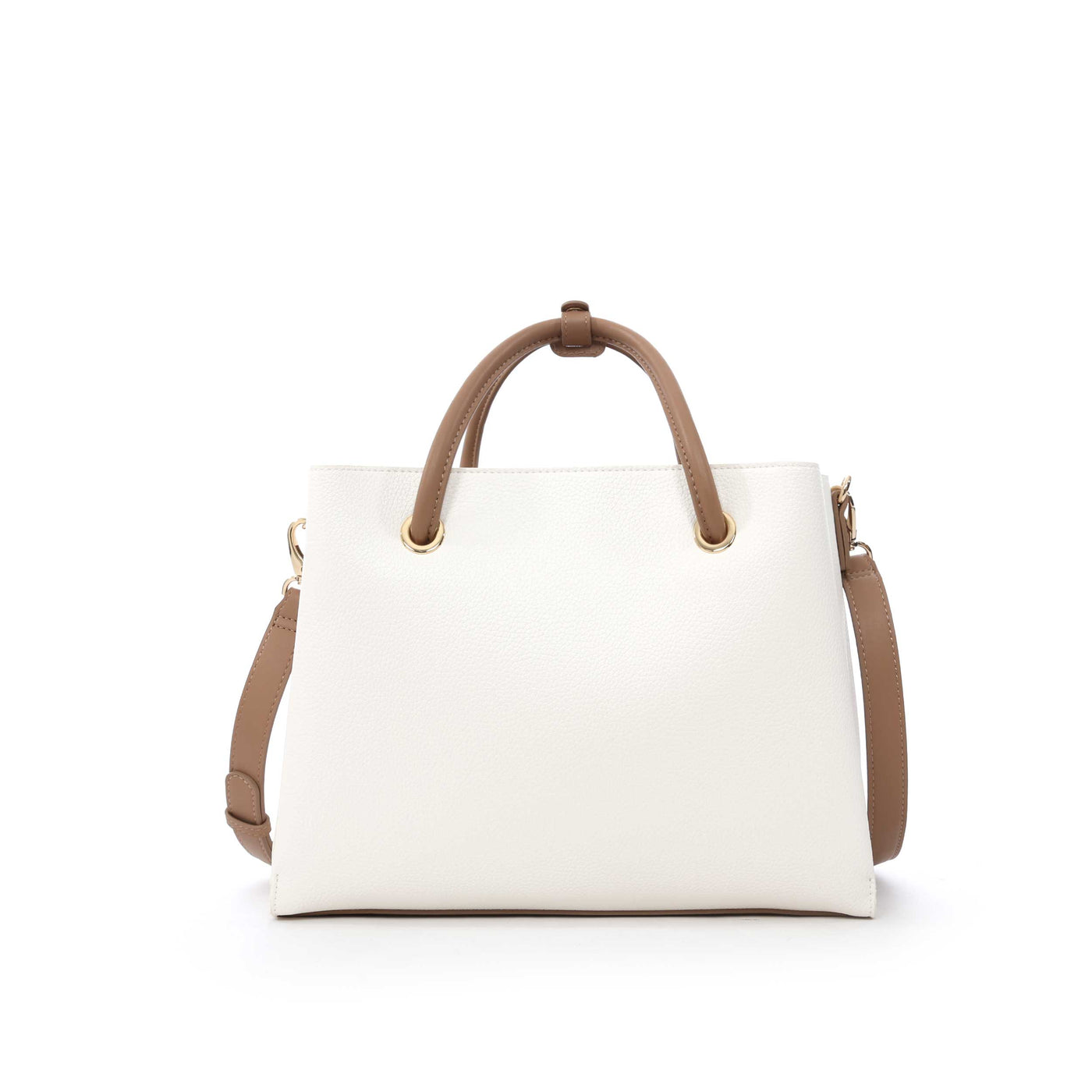 Valentino Bags Alexia Ladies Shopper Bag in White & Tan Back