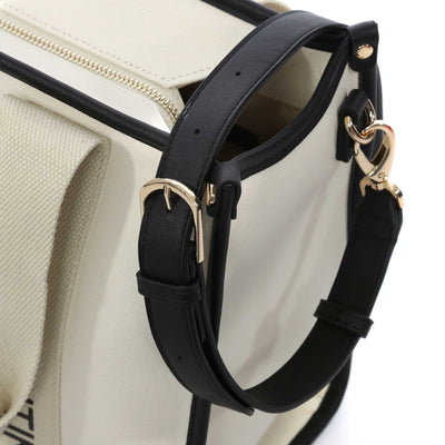 Valentino Bags Candle Ladies Shopper Bag in Natural & Black Shoulder Strap