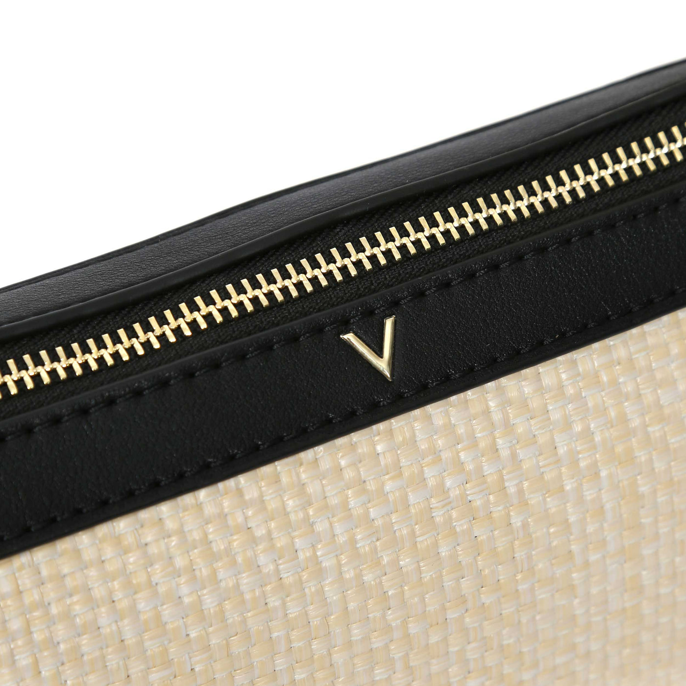 Valentino Bags Covent Ladies Beach Bag in Natural & Black Clutch Logo