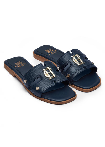 Holland Cooper Monogram Ladies Slider in Navy Croc