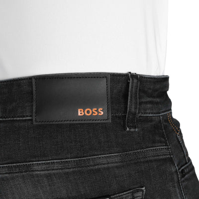 BOSS Delaware BC L P Jean in Charcoal Logo Badge