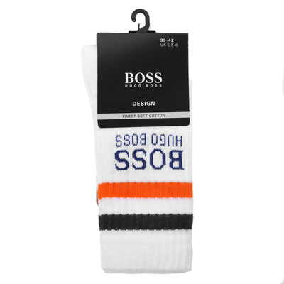 BOSS QS Rib Stripe Sock in White