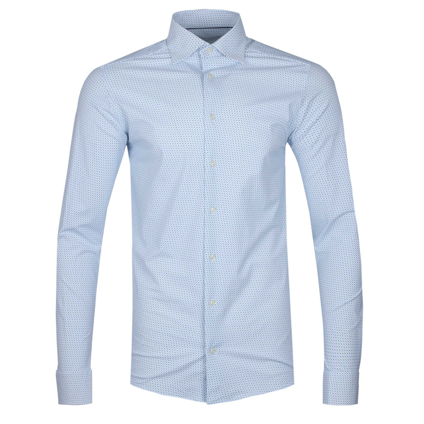 Eton 4 Way Stretch Pin Dot Shirt in Sky Blue