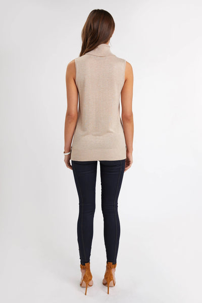 Holland Cooper Luxury Sleeveless Roll Neck in Camel