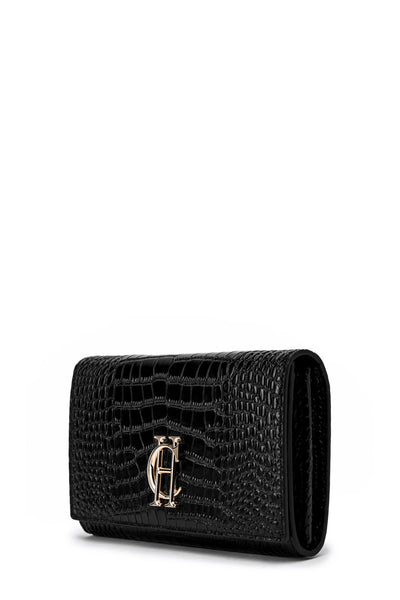 Holland Cooper Highbury Clutch Bag in Black Gold Angle