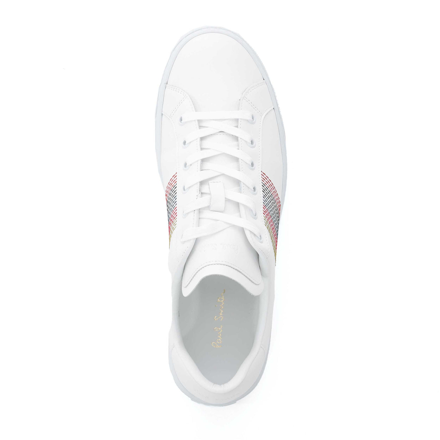 Paul Smith Embroidered Stripes Trainer in White Birdseye