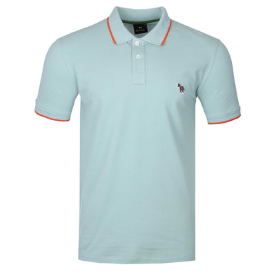 Paul Smith Zebra Badge Collar Trim Polo Shirt in Duck Egg Blue