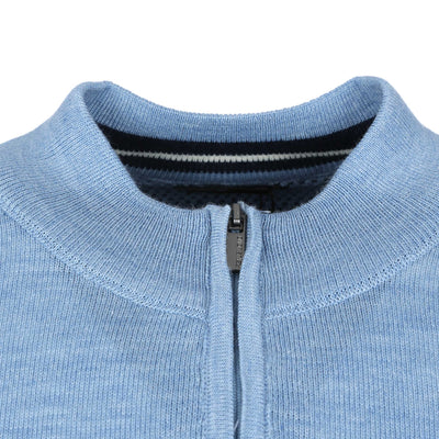 Remus Uomo 1/4 Zip Knitwear in Sky Blue Zip