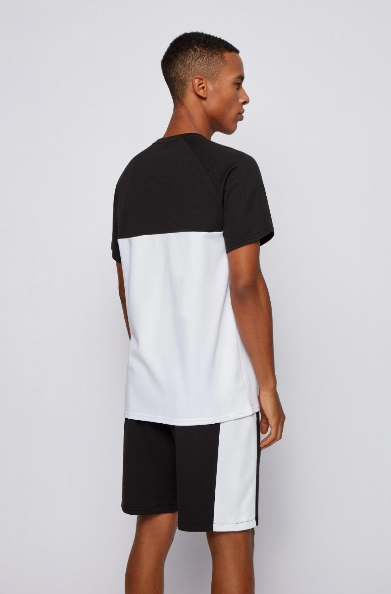 BOSS Jacquard T Shirt in Black & White