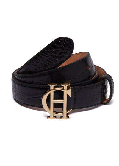 Holland Cooper Classic Slim Belt in Black Croc